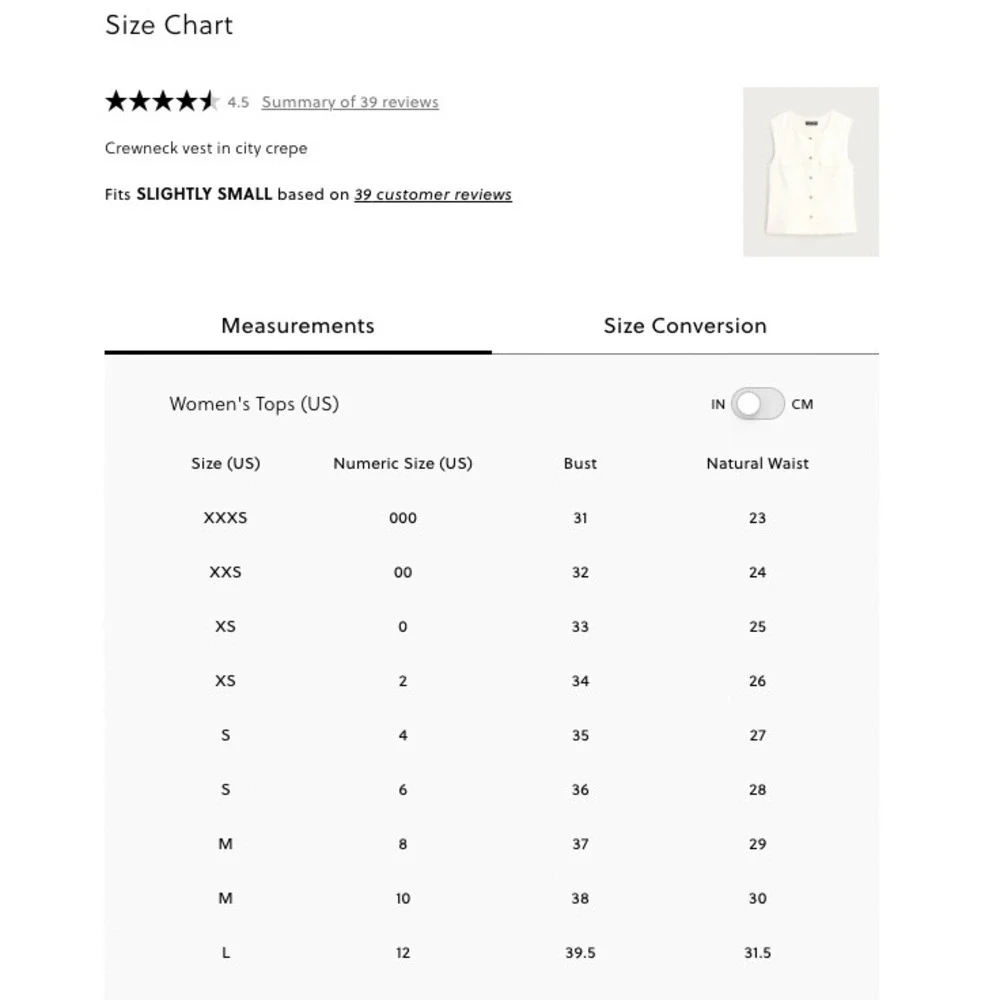 NEWJ.Crew Ivory Crewneck Vest in City Crepe Button Front Size 8 Minimalist Chic‎